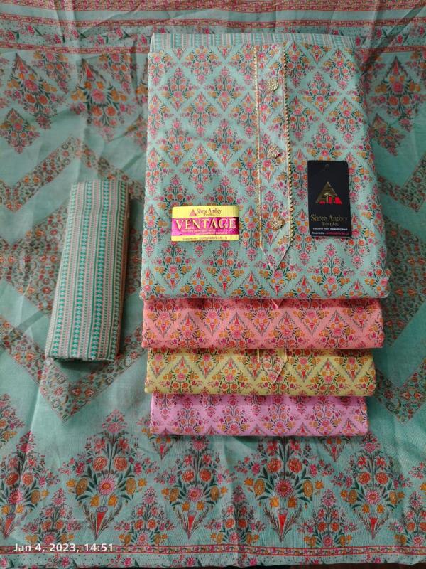 Sat 4 Matching Vintage  Indo Designer Dress Material